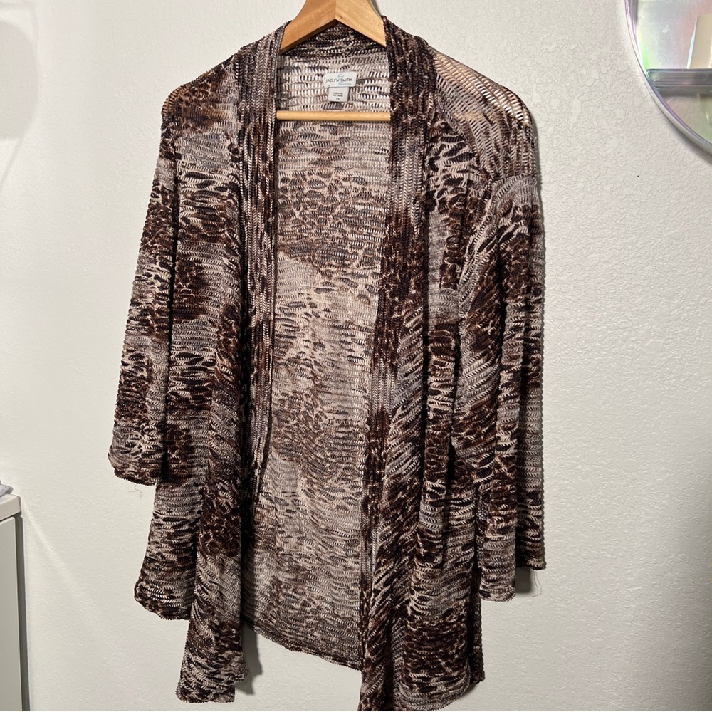 Jaclyn Smith Brown Patterned Cardigan